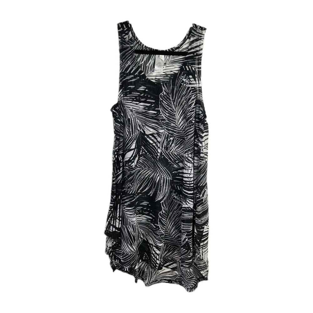 Swimsuits For All Mesh Cover Up Womens 14 16 Palm Print Tank Dress Beach Resort
